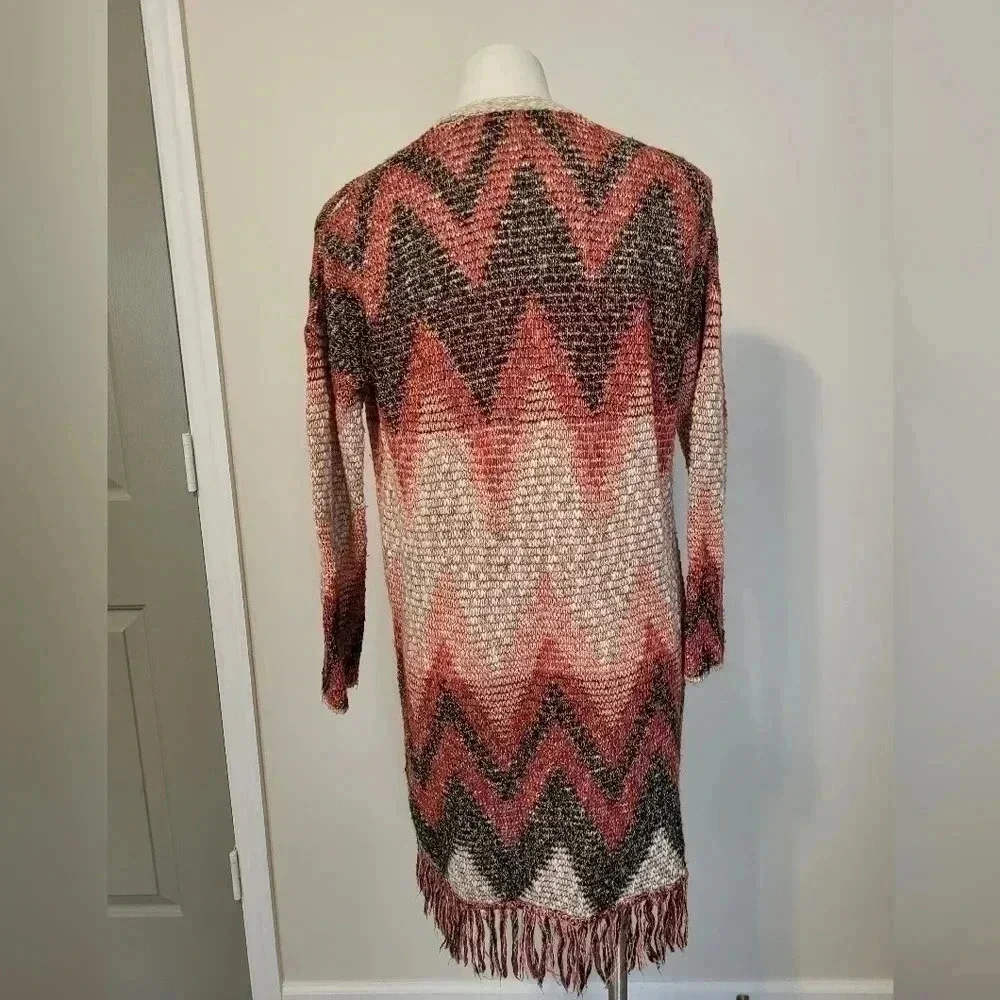 Lucky Brand Aztec Tribal Print Open Front Sweater Cardigan(M)